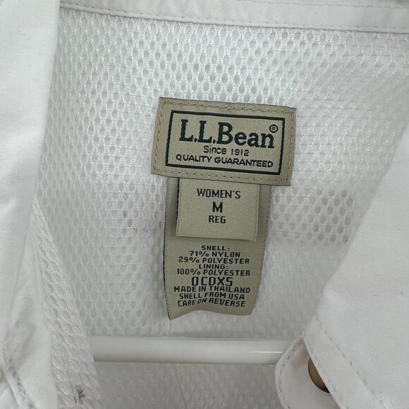 NWT L.L.Bean Technofine White Nylon Button Down Shirt Women's Medium - Picture 3 of 7